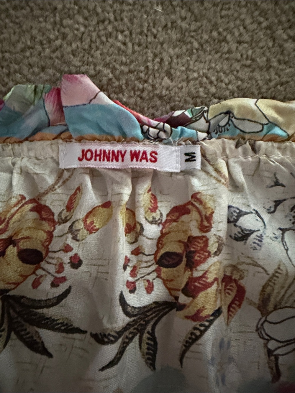 Johnny Was Cream Floral Cold-Shoulder Tunic with Multicolor Print - Picture 2 of 6